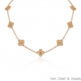 Van Cleef & Arpels Rose Gold Vintage Alhambra Necklace VCARN9T100 Van Cleef & Arpels Rose Gold Vintage Alhambra Necklace VCARN9T100